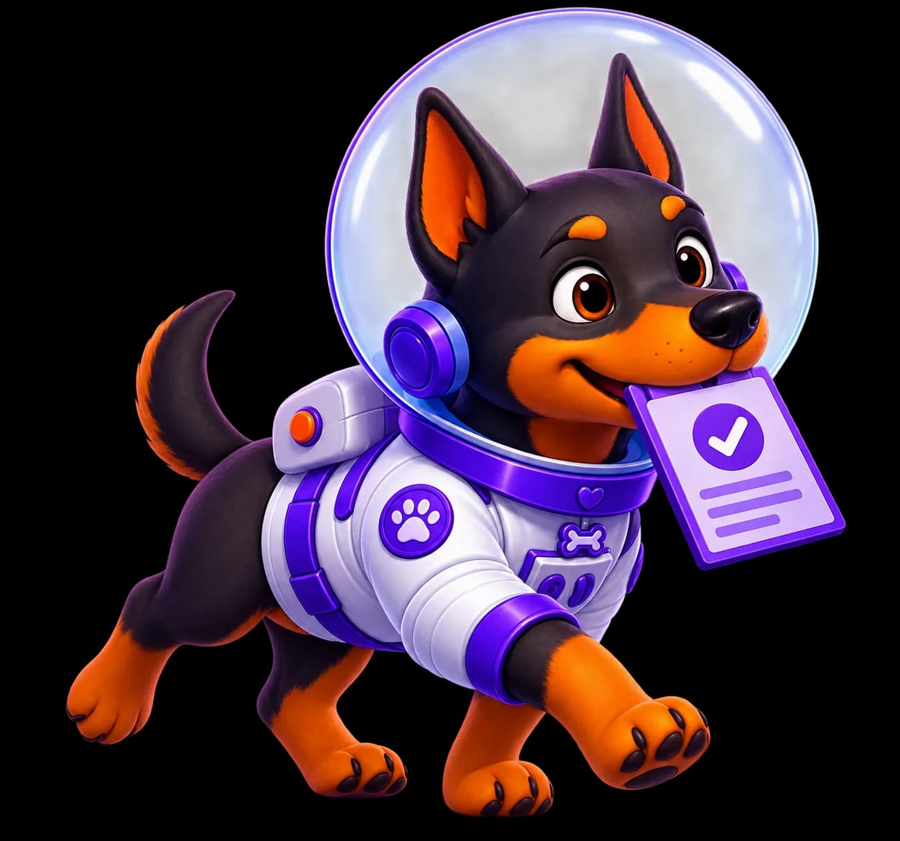 Fred, personagem astronauta da UniversoWeb, numa ilustração nova sobre auditoria SEO