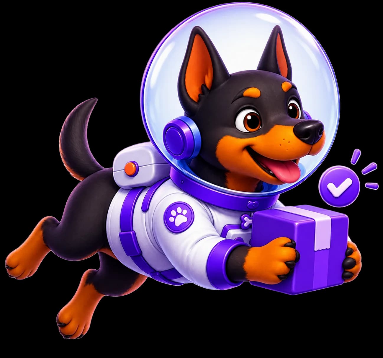 Fred, personagem astronauta da UniversoWeb, numa ilustração nova sobre criação de lojas online
