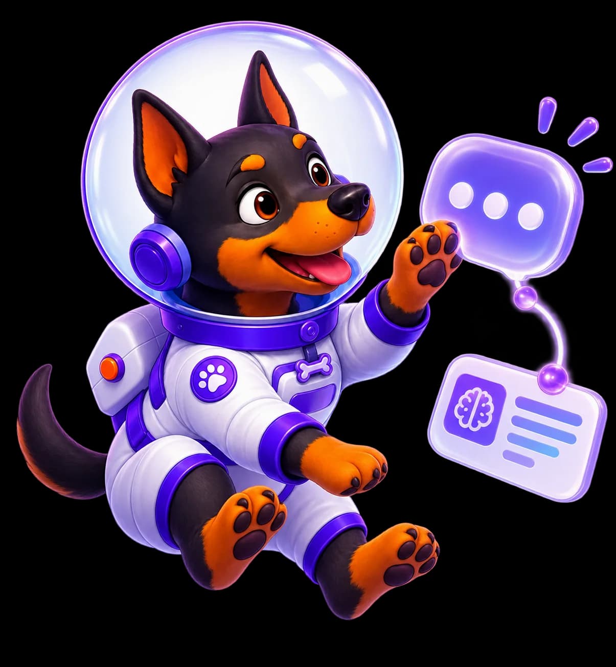 Fred, personagem astronauta da UniversoWeb, numa ilustração nova sobre SEO para inteligência artificial
