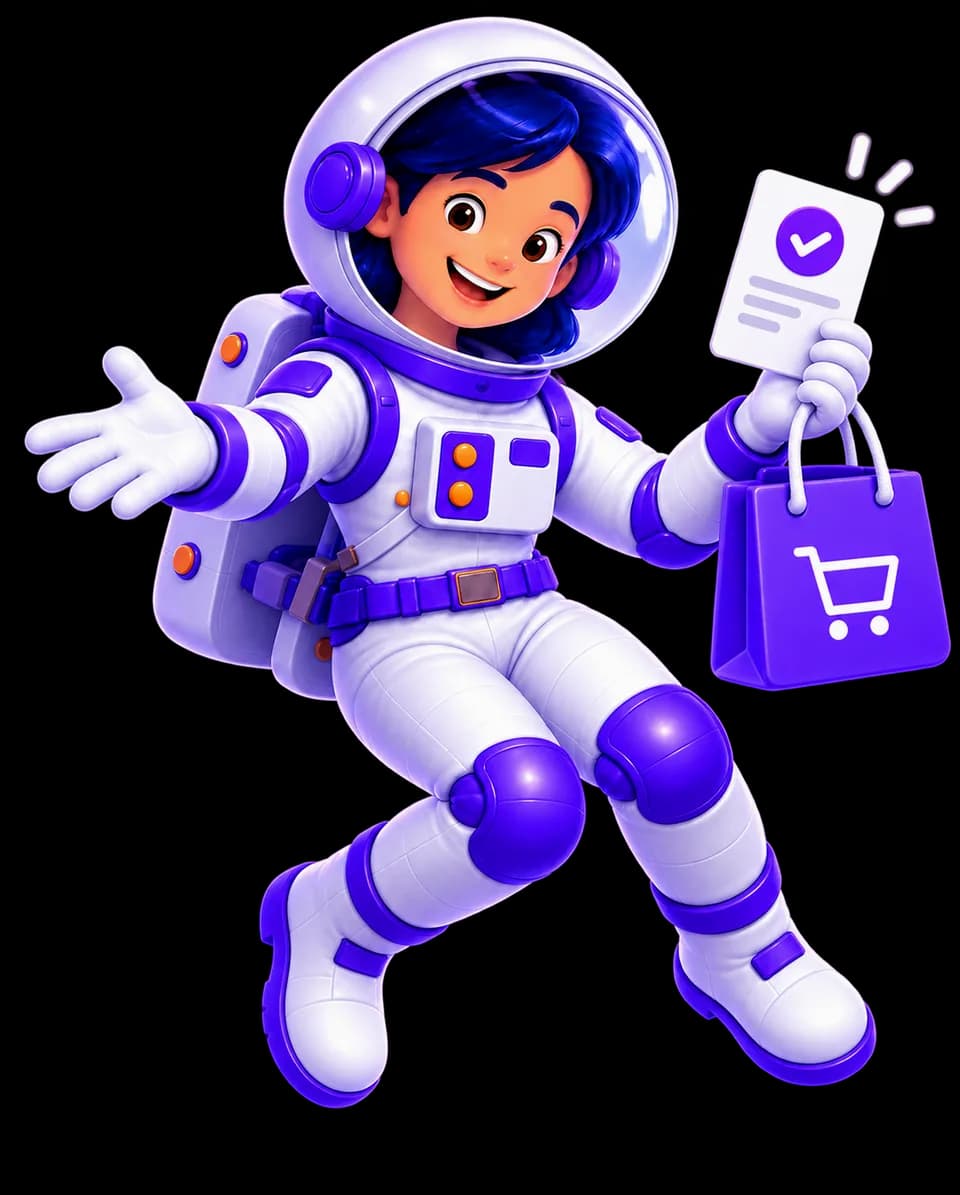 Mariana recebe um pedido de loja online com um saco de compras e uma encomenda confirmada