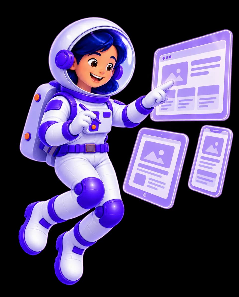 Mariana revê os desenhos de um website para computador, tablet e telemóvel